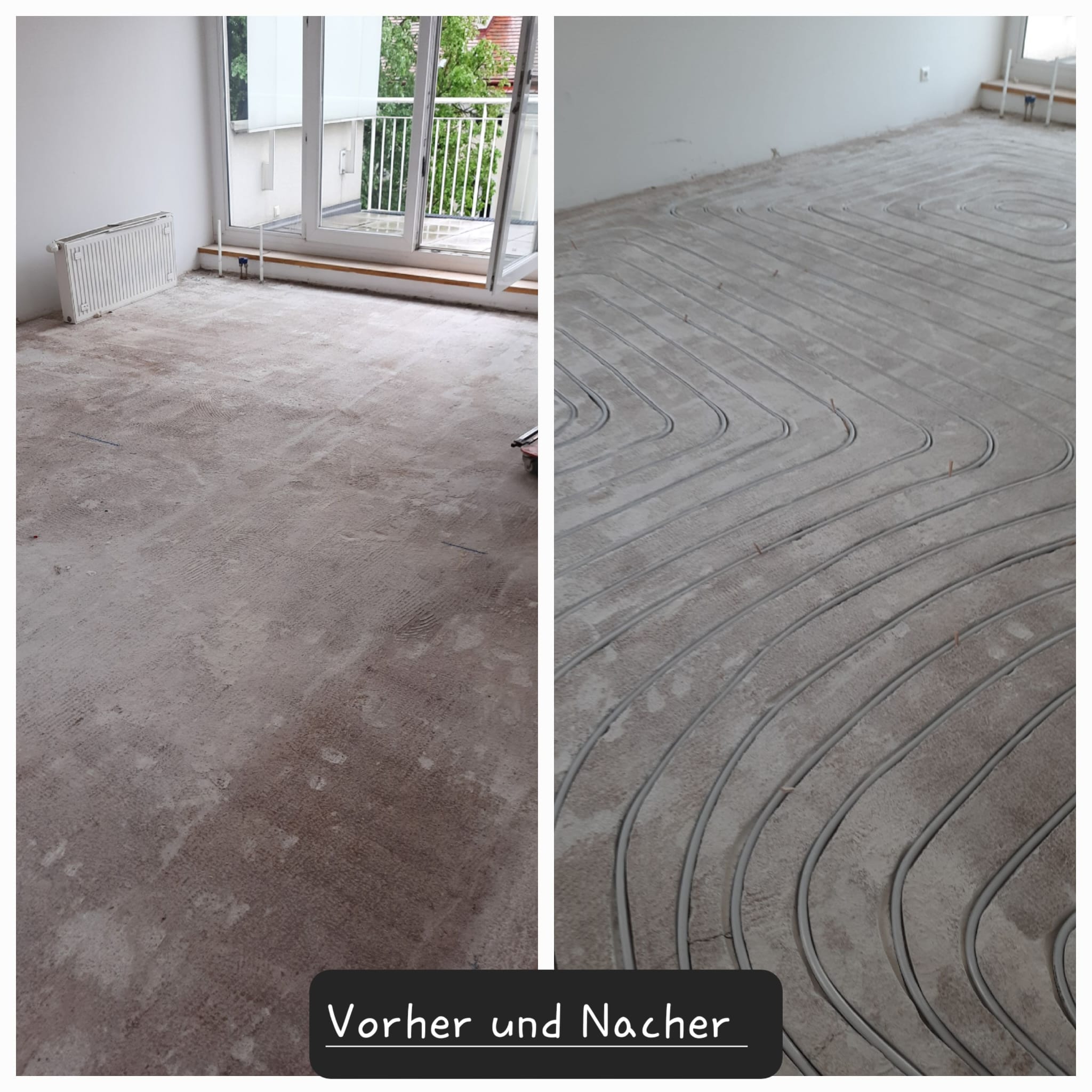 Fußbodenheizung fräsen – Vorher/Nachher Vergleich